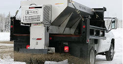 Pro Caster Spreader by Fisher - sold and installed by Sarris Truck Equipment.